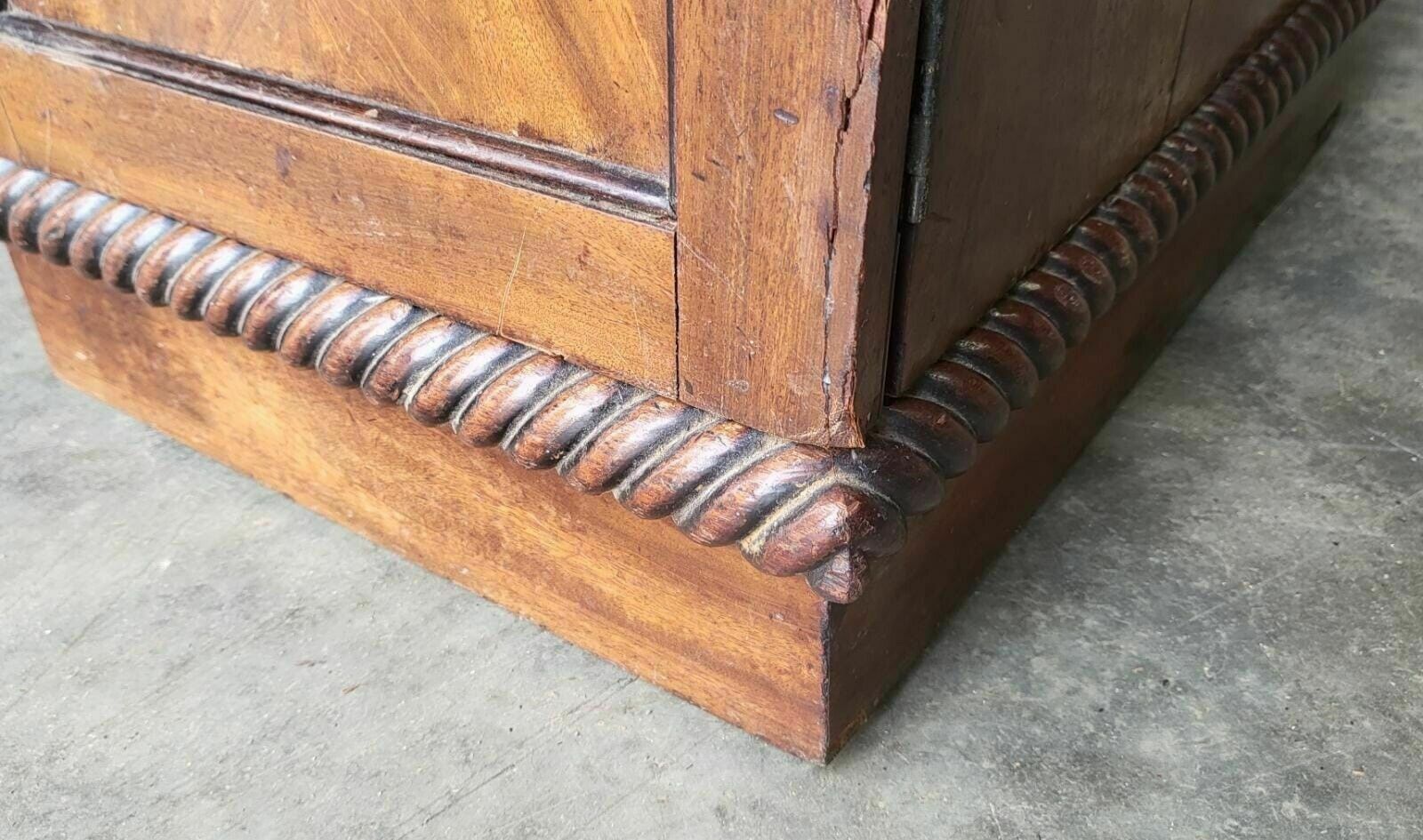 475.0 Antique William IV Mahogany Bow Break Front Carved Sideboard Wine Rack Drawers photo