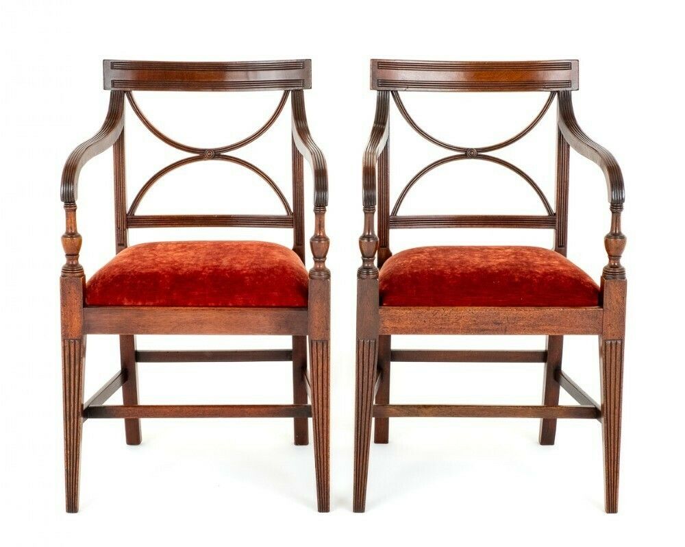 Pair Regency Arm Chairs Period Mahogany Antique photo furniture