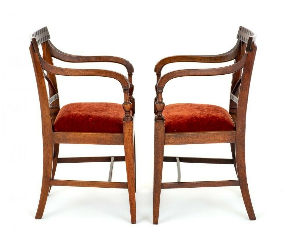 Pair Regency Arm Chairs Period Mahogany Antique photo for sale
