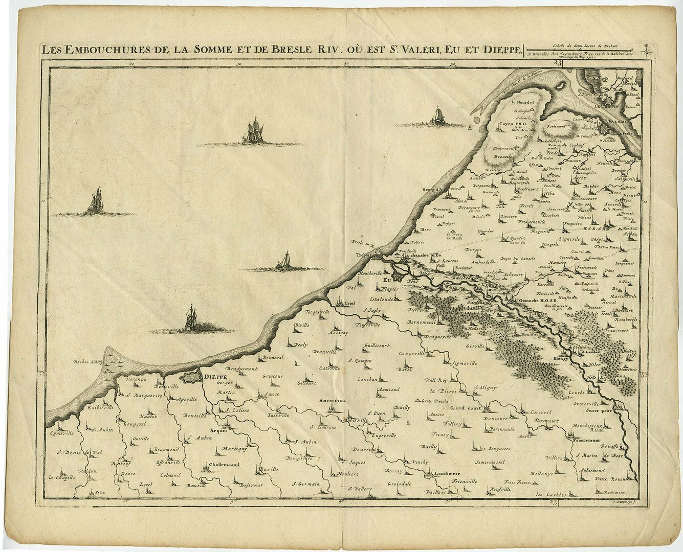 Antique Map Of The Coast Of Northern France