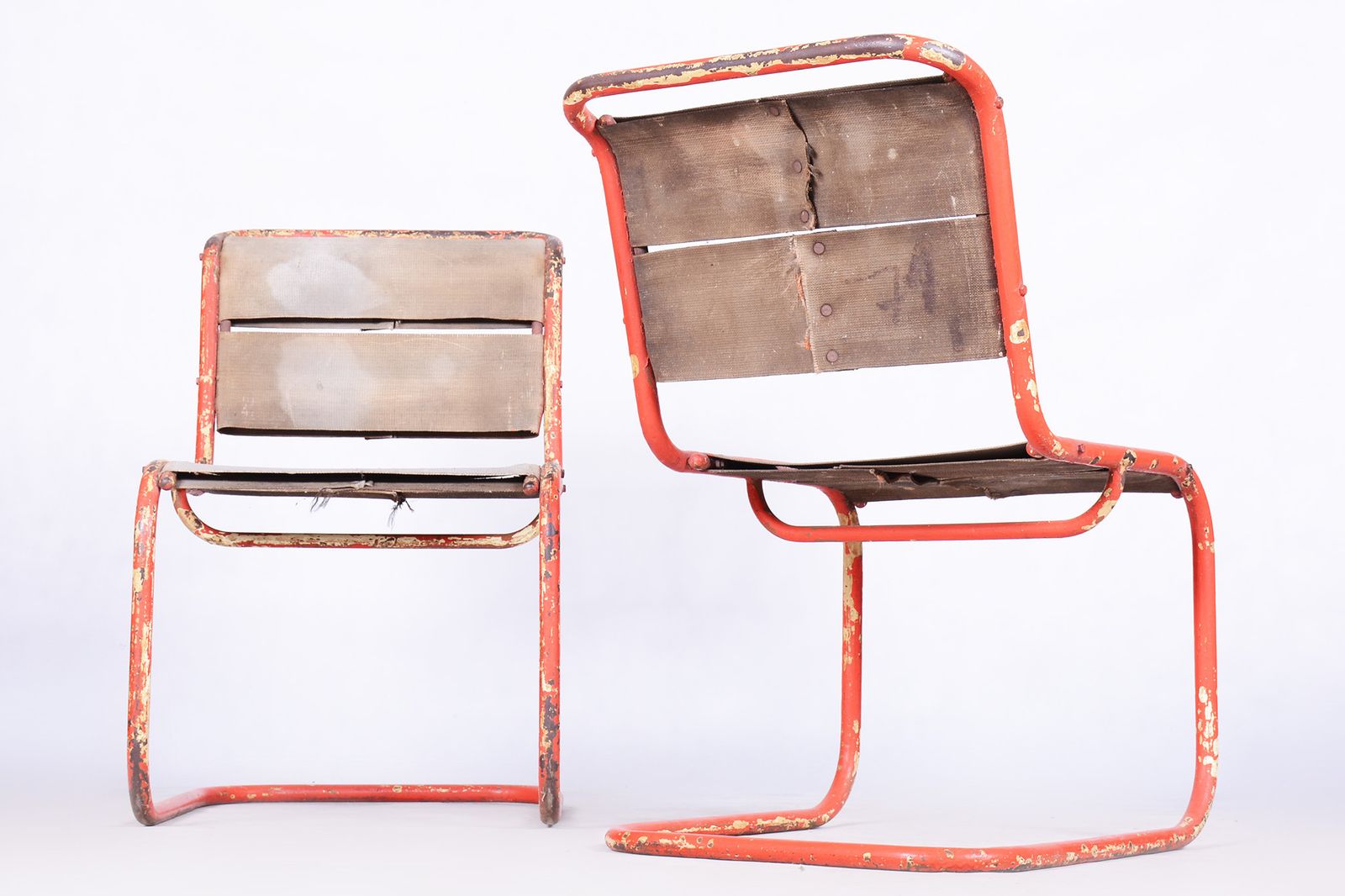 Original Pair Of Chairs By Josef Gocar, Lacquered Steel, Czechia, 1930s photo for sale