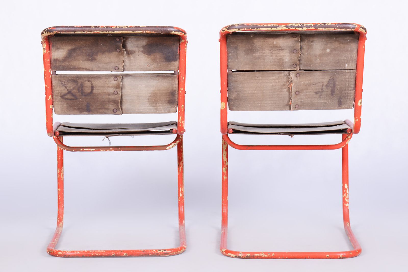 Original Pair Of Chairs By Josef Gocar, Lacquered Steel, Czechia, 1930s photo buy