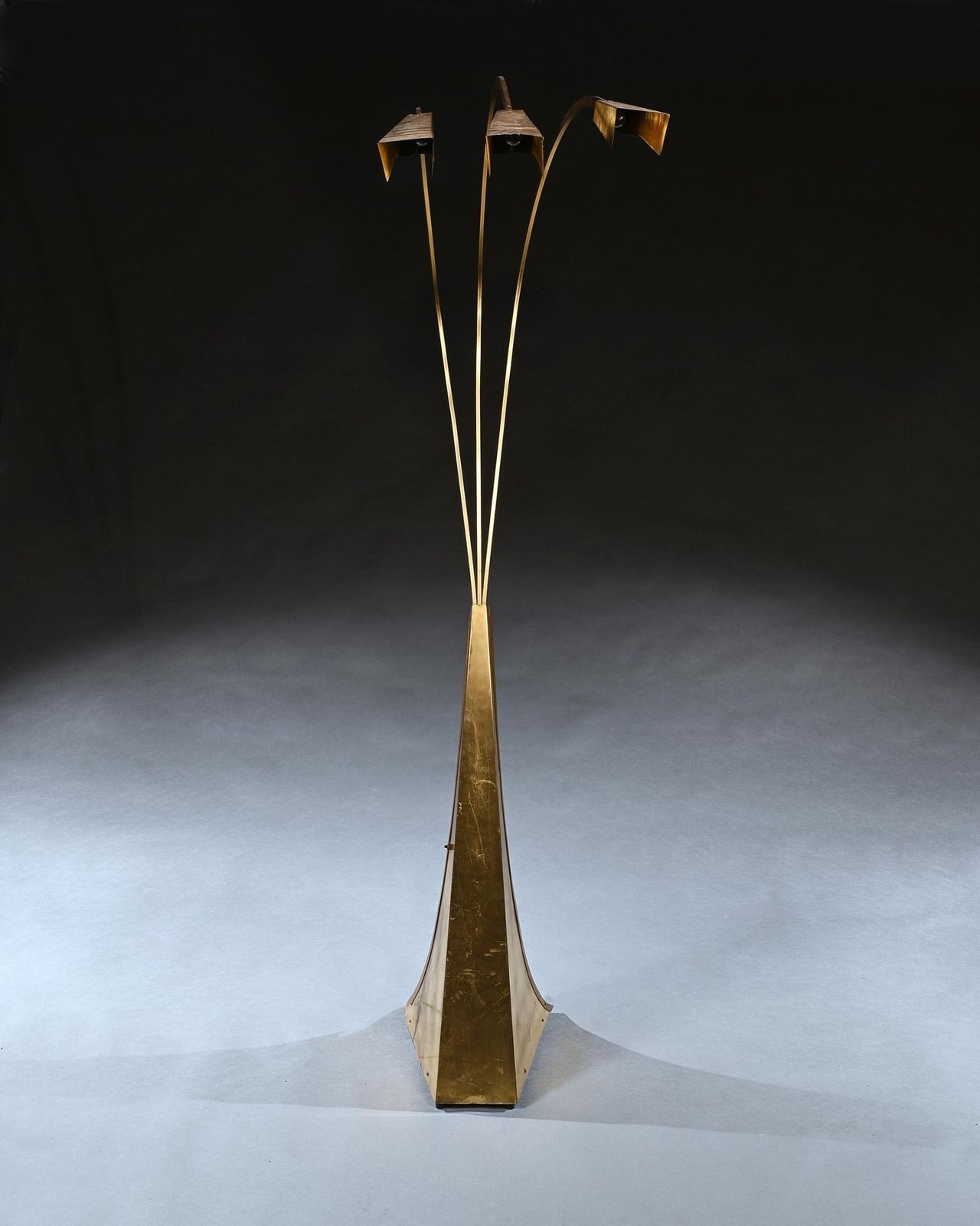 Mid 20th Century Italian Brass Three Arm Floor Lamp 1960 photo Lighting