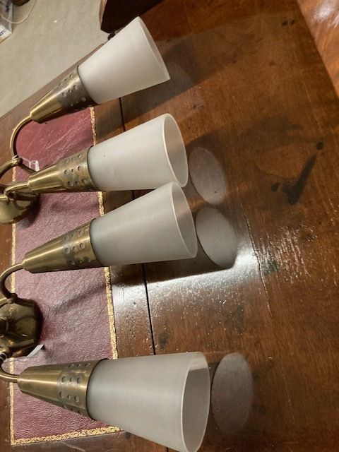 Pair Of Modern   Vintage Oscar Torlasco Cone Wall Lights From The 1950s. Metal And Opaline Glass. Design photo buy