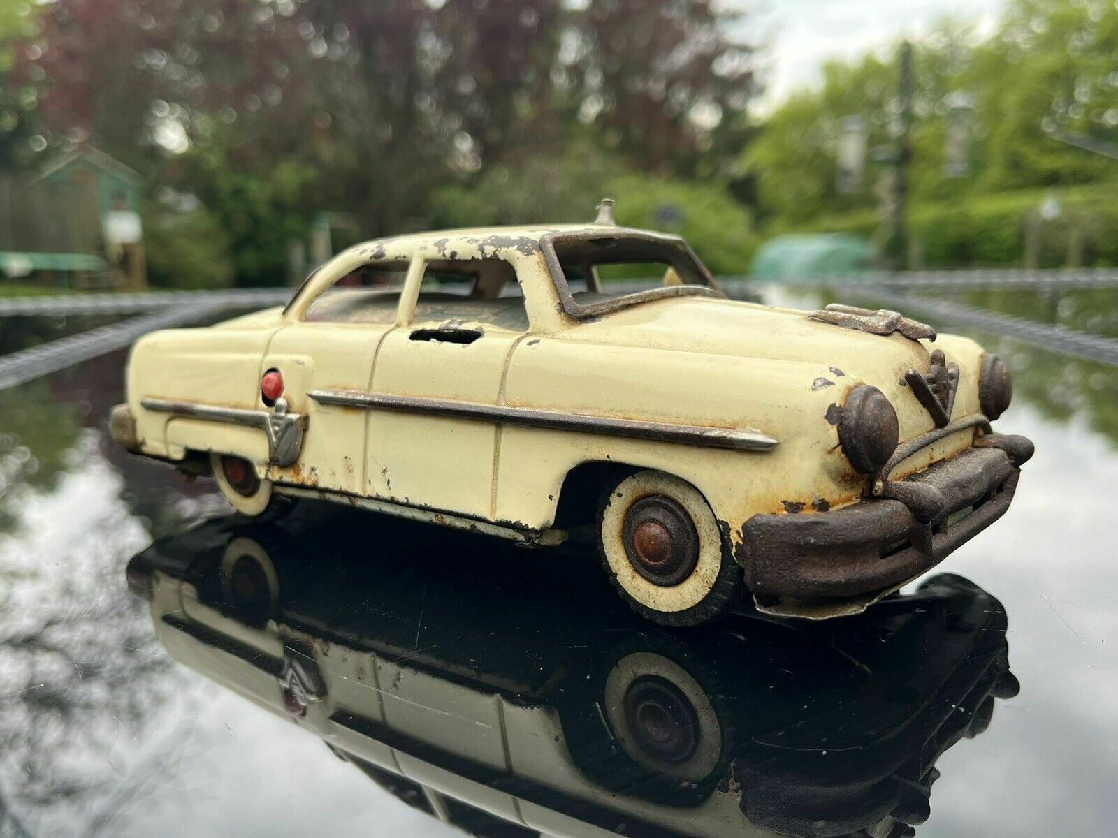 Tin Plate Battery Toy Car, Circa 1960 photo Home Decor