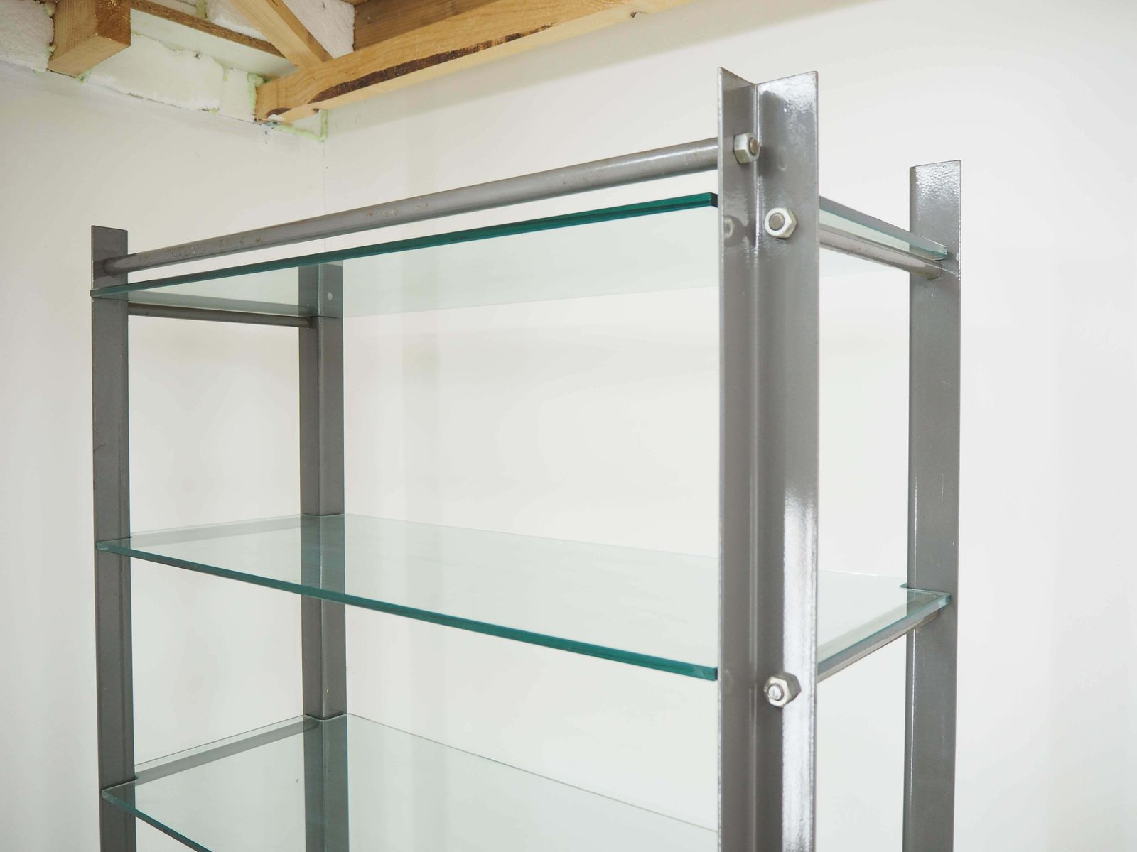 Industrial Shelves, Steel And Tempered Glass , 2000s photo for sale