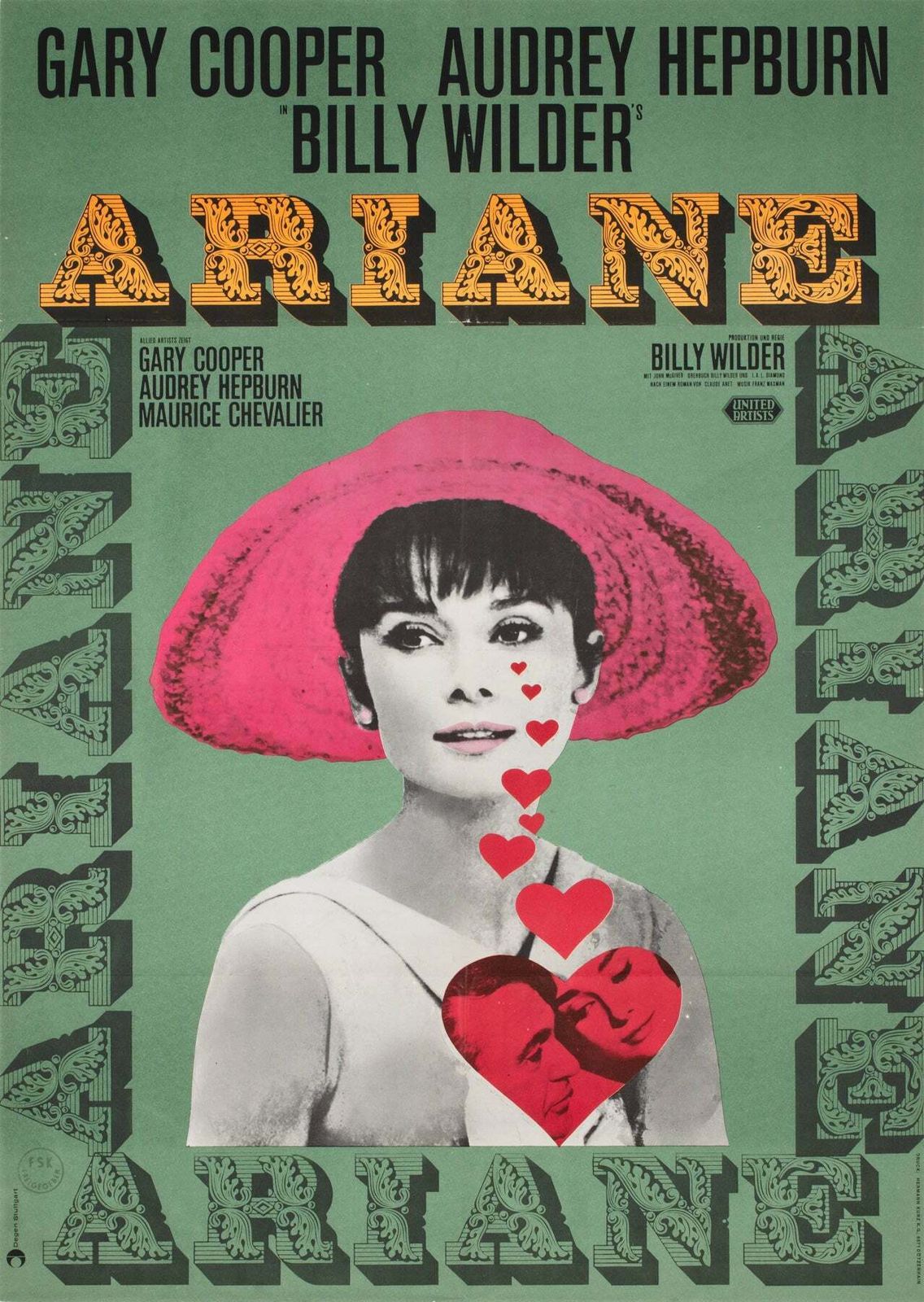 Love In The Afternoon R1960s German 1 Sheet Film Poster
