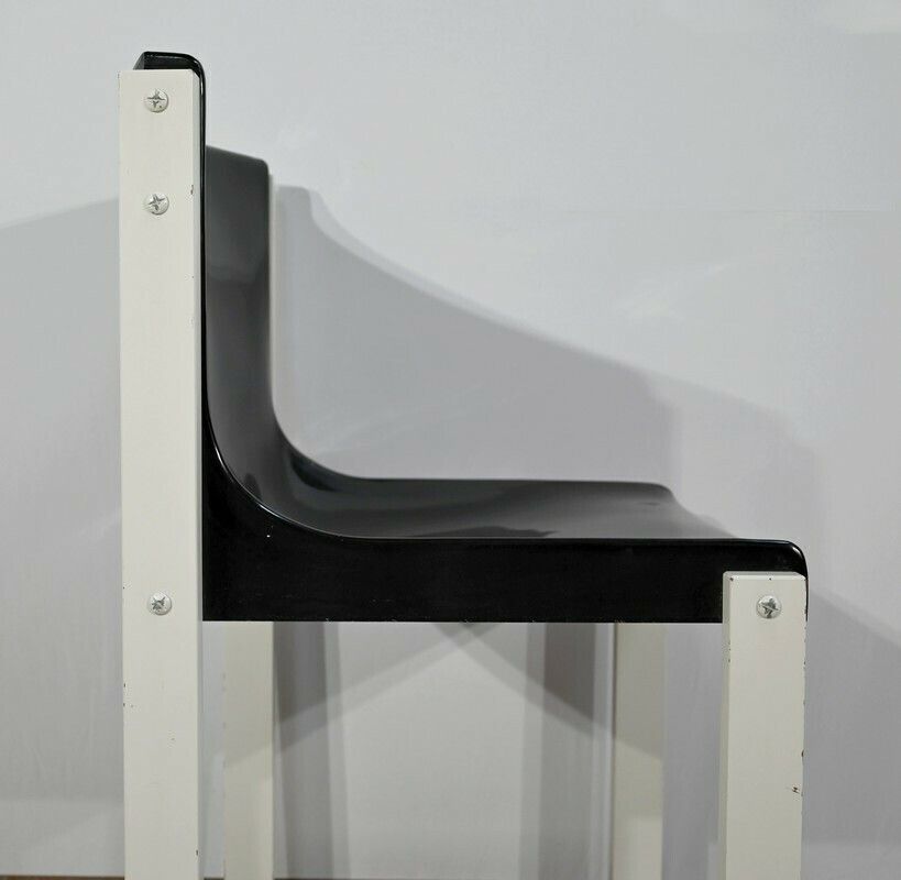 Furniture Pair Of Lacquered Wood Chairs, Signed P.Gautier  1960 photo