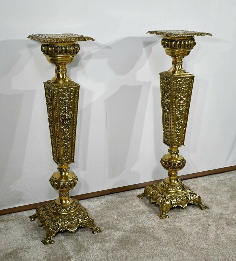 Pair Of Brass Sheaths, Louis XVI Style, Napoleon III Period – Mid 19th Century photo for sale