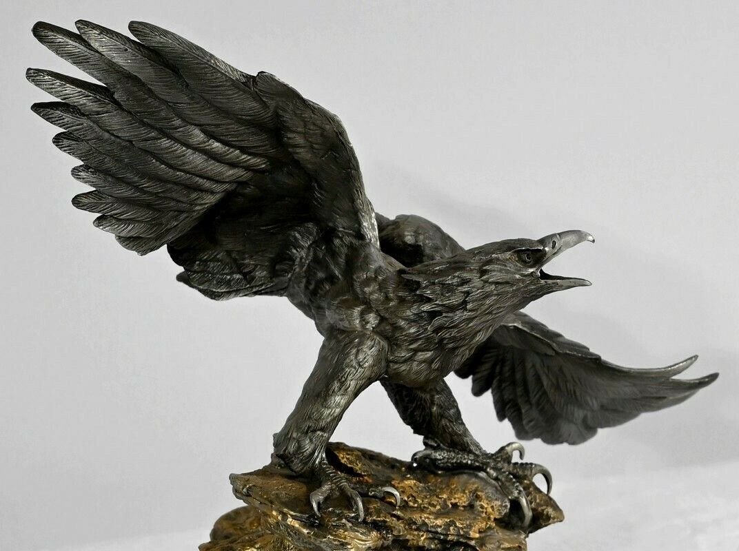 Pewter Sculpture "Bald Eagle", Signed P.Brunelle   Xxth photo 1311.19