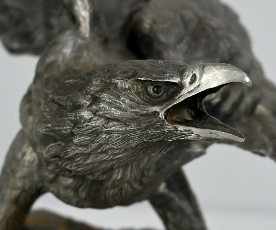 Pewter Sculpture "Bald Eagle", Signed P.Brunelle   Xxth photo vintage