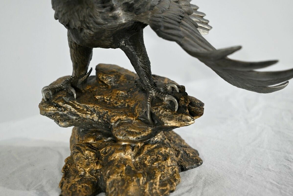 photo for sale Pewter Sculpture "Bald Eagle", Signed P.Brunelle   Xxth