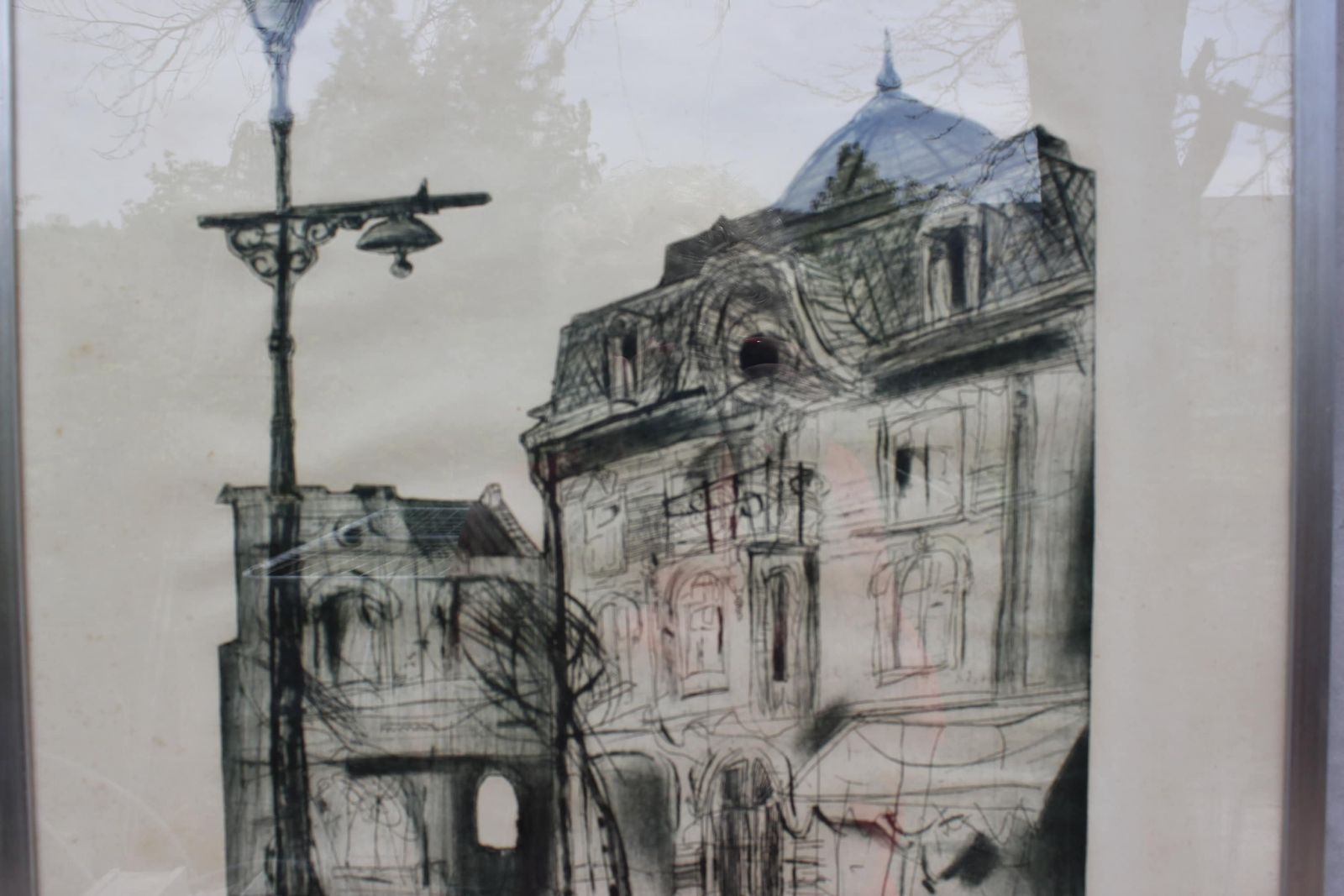 Original Collage Drawing Black And White Art Deco Houses, '87, Signed By Yavora Petrova