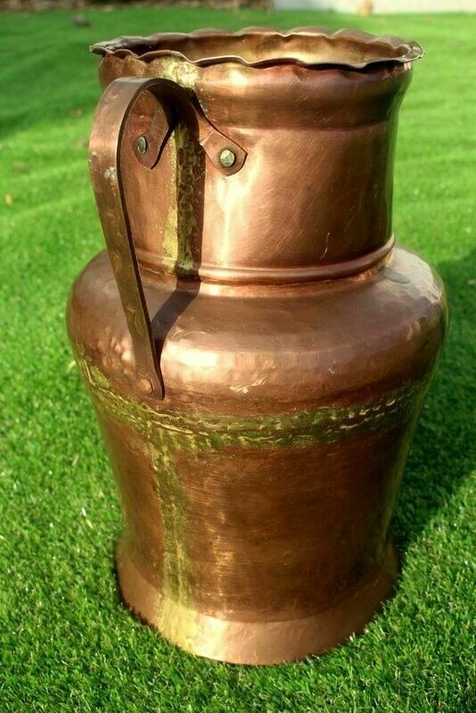 Antique Quality French Hammered Copper Pitcher/ Planter/Jar 18th C 31 X 26 Cm photo furniture