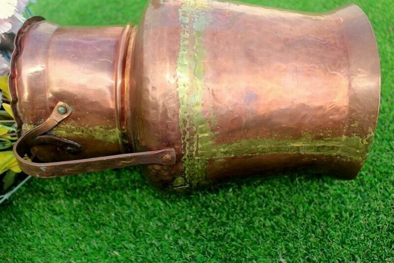 Antique Quality French Hammered Copper Pitcher/ Planter/Jar 18th C 31 X 26 Cm photo Home Decor