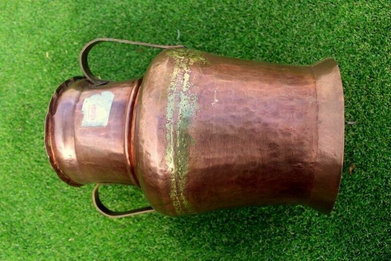 Antique Quality French Hammered Copper Pitcher/ Planter/Jar 18th C 31 X 26 Cm photo 113.0