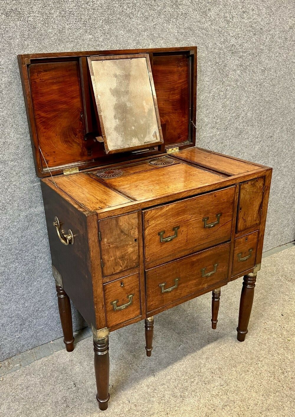 Unusual George III Mahogany Campaign Dressing Chest