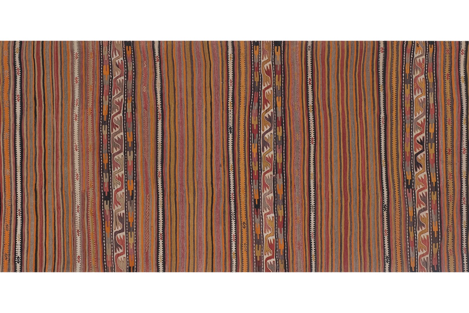Vintage Striped Turkish Kilim Rug 5'5'' X 12'1'' photo buy