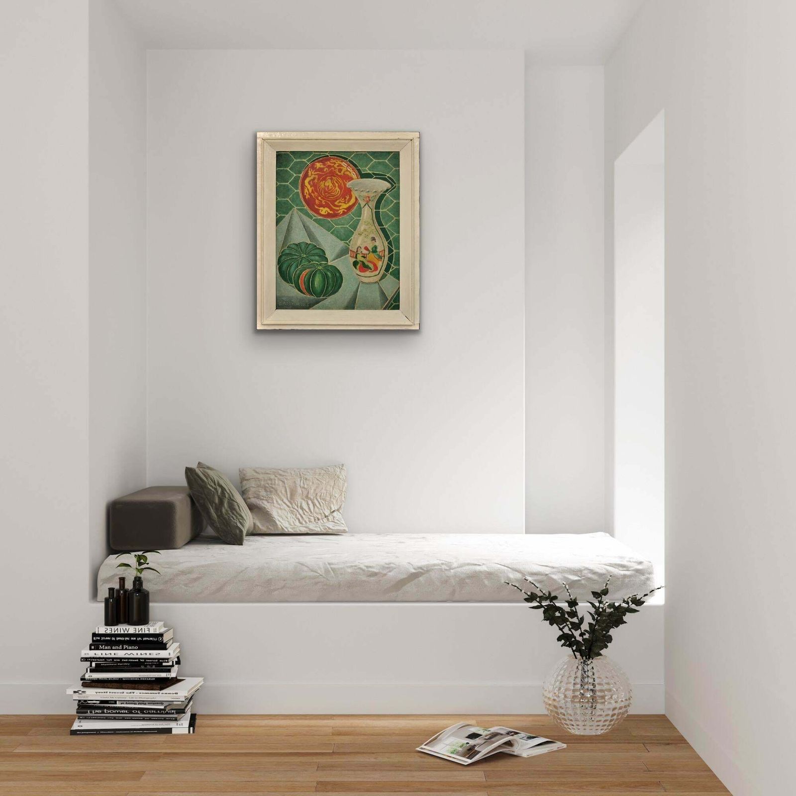 photo furniture Denis Mitchell 1912 To 1993. St Ives School 1944 Framed Still Life Oil Painting By Barbara Hepworth's Assistant. Important Cornwall Cornish Artist.