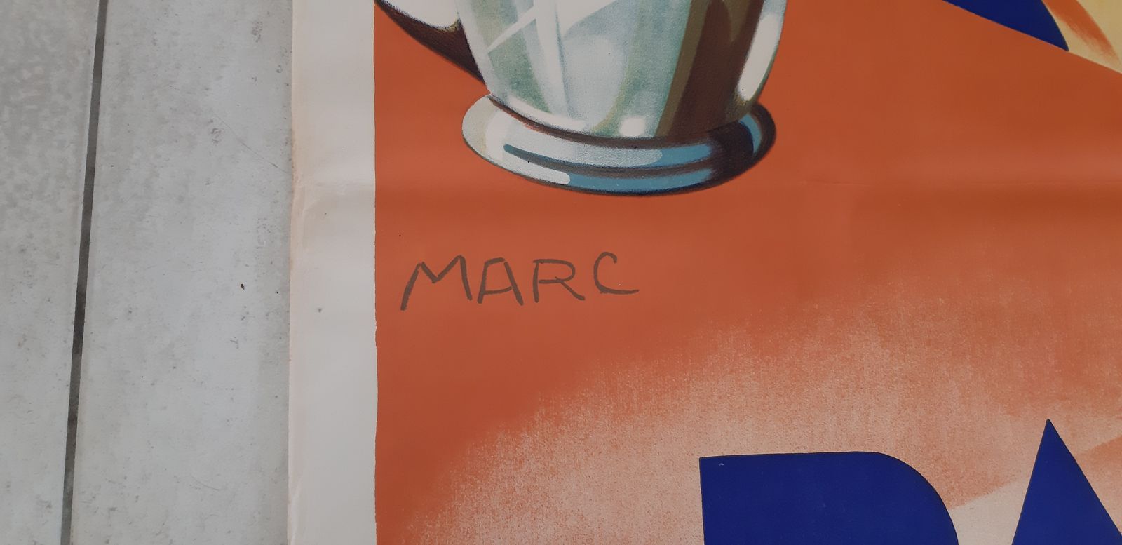 Original Poster From 1935 Du Pastis Olive photo vinterior