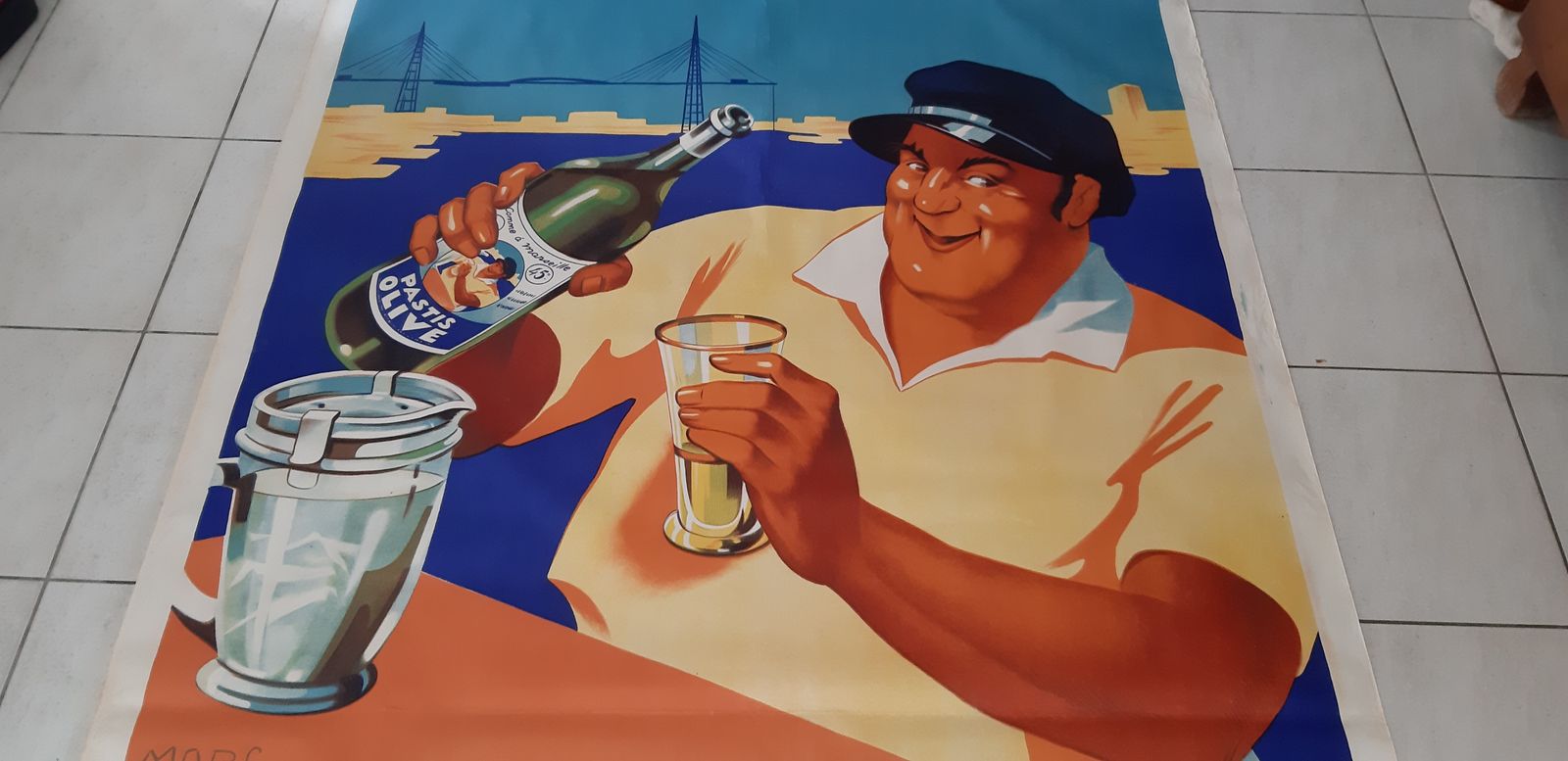 Original Poster From 1935 Du Pastis Olive photo vintage