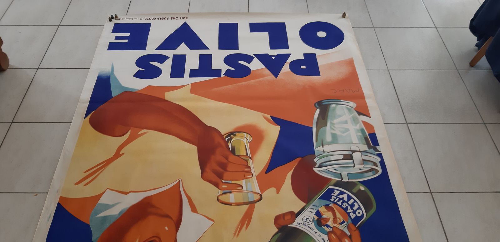 photo for sale Original Poster From 1935 Du Pastis Olive