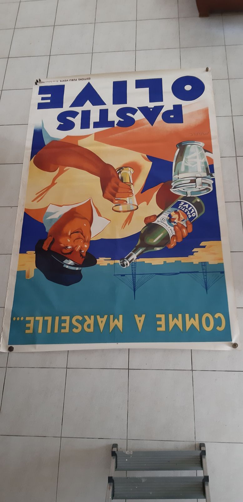 photo vinterior Original Poster From 1935 Du Pastis Olive