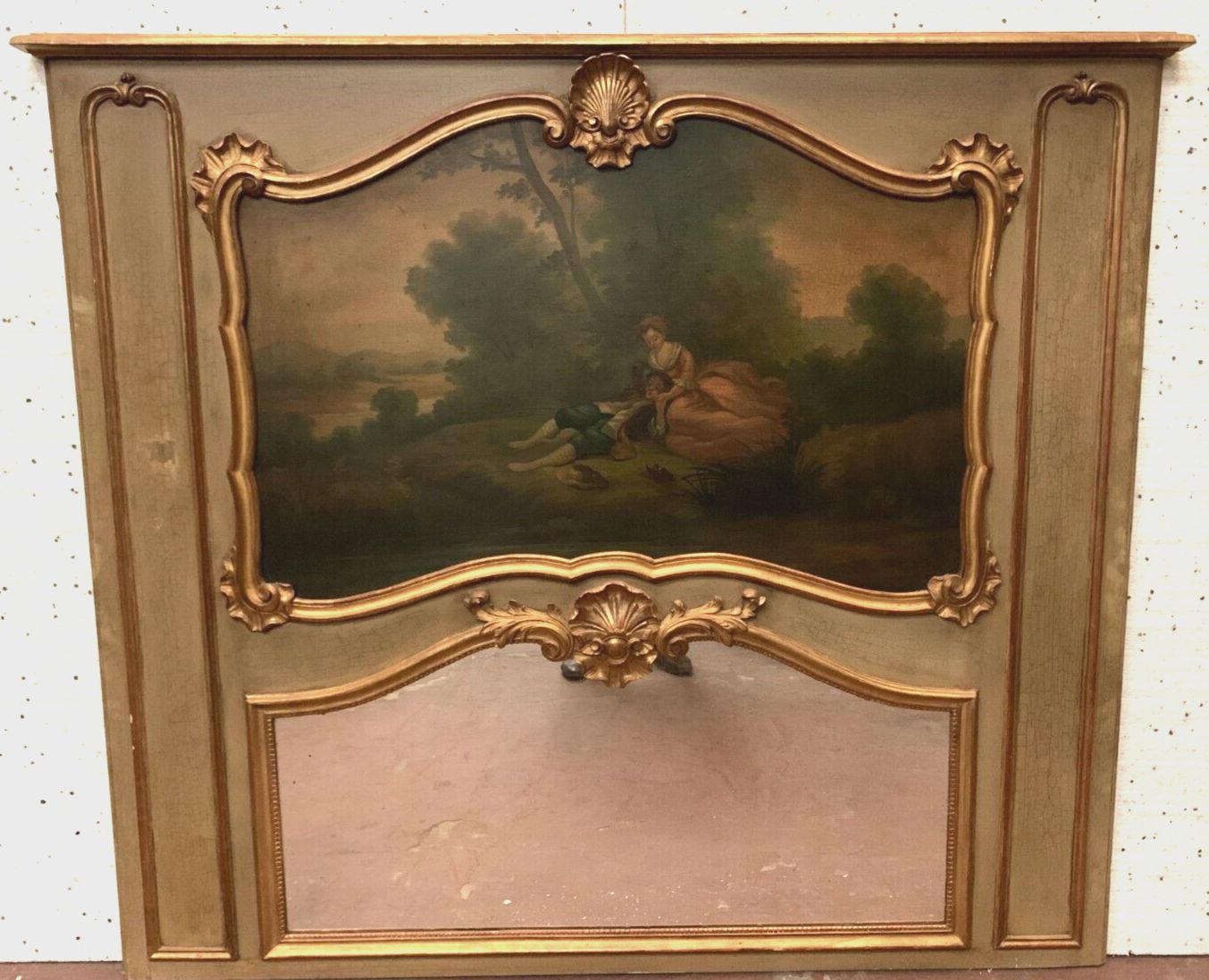 Louis XV Style Trumeau In Patinated And Gilded Wood XX Century photo 1236.001575
