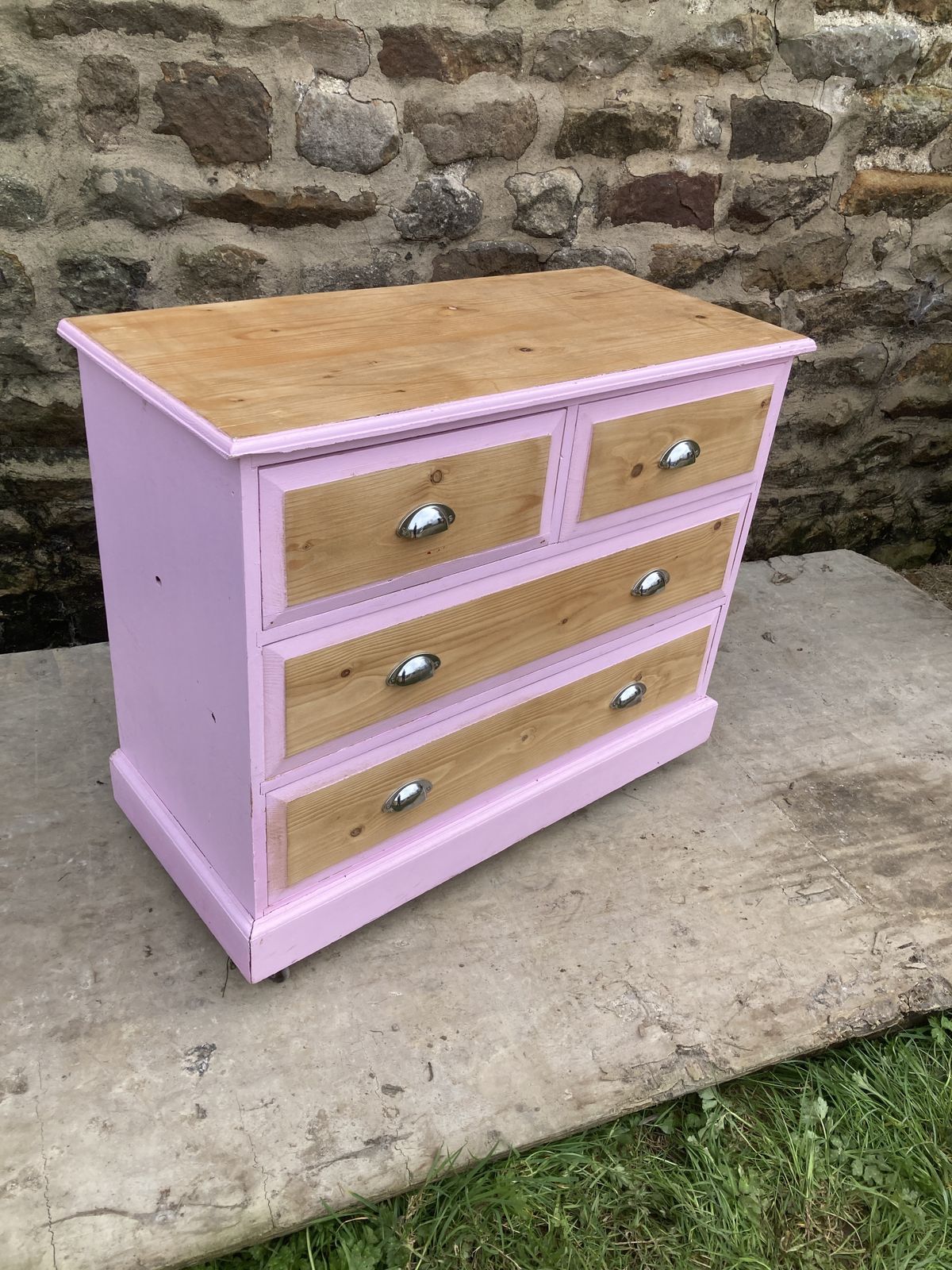 Pine Pink Painted Chest Of Drawers photo for sale