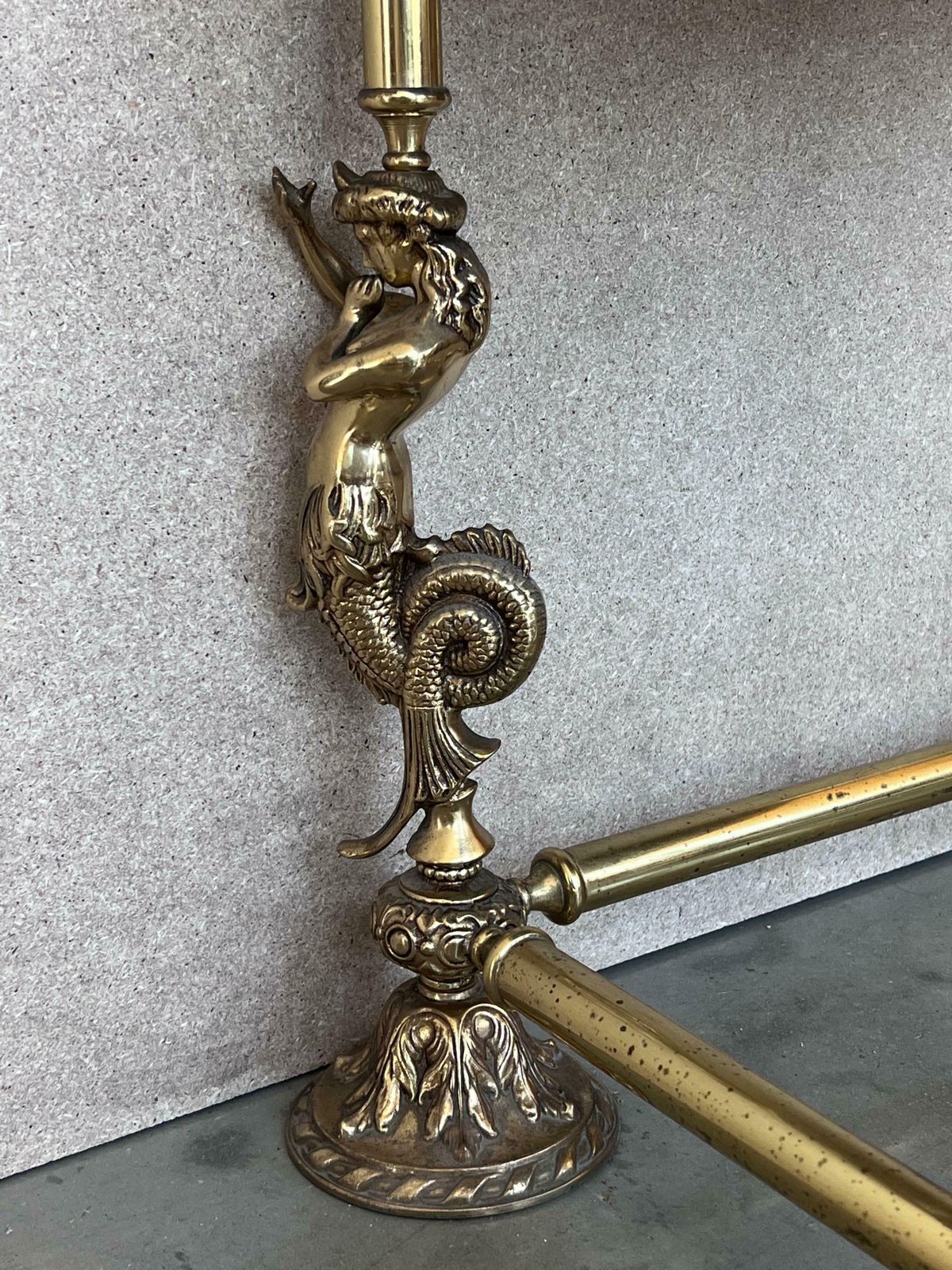 Table d'appoint italienne carrée en bronze, plateau en marbre vert, vers 1845 photo vintage