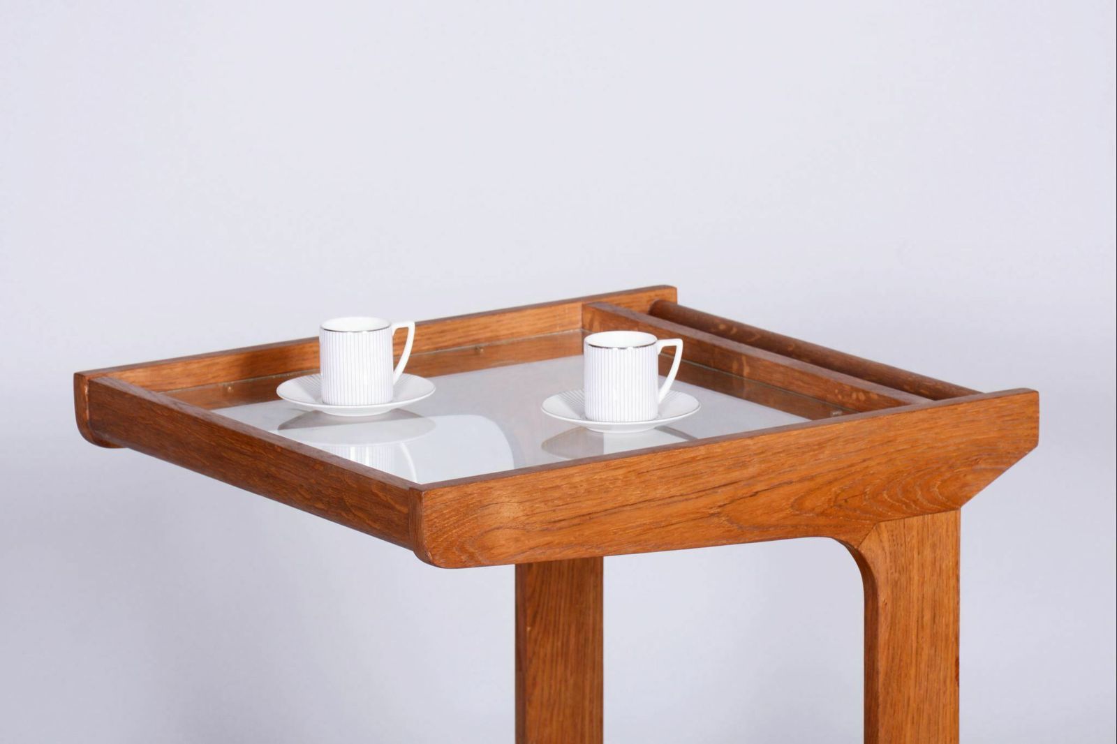 Restored Midcentury Trolley, Mahogany, Glass, Revived Polish, Czechia, 1960s photo Furniture