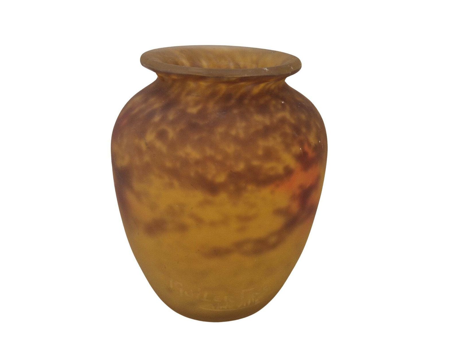 Art Nouveau Glazen Vaas Van Muller Frères Luneville – Antiek Frans Pâte De Verre Bloemhouder photo 276.0