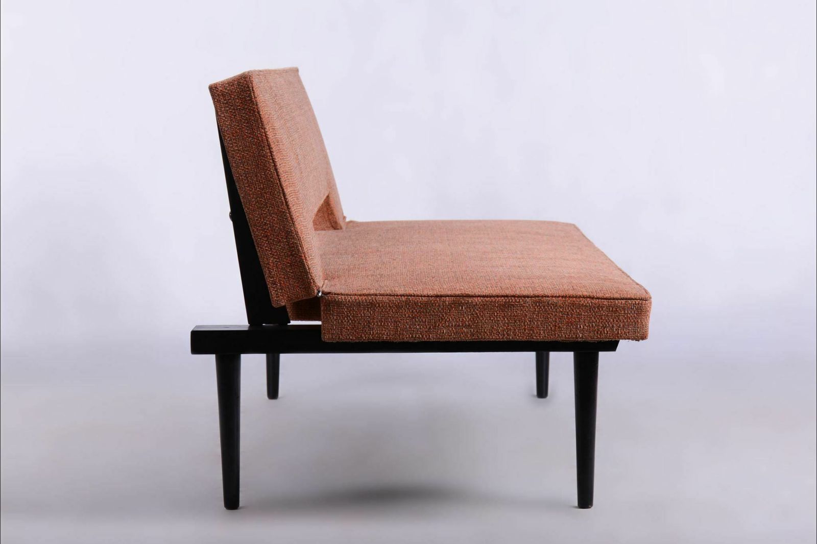 Restored Midcentury Sofa, Miroslav Navratil, Lacquered Wood, Czechia, 1960s photo Furniture