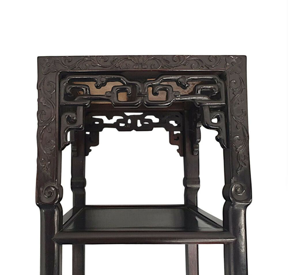 A Very Rare And Fine Pair Of 19th Century Chinese Marble Topped Plant Or Bust Stands photo 3345.4880000000003