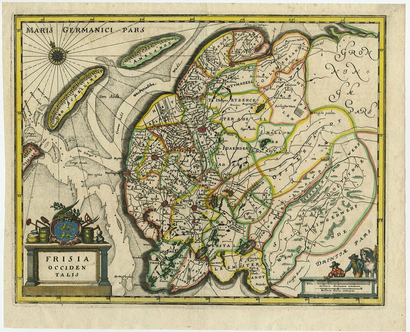 Antique Map Of Friesland With Terschelling And Ameland
