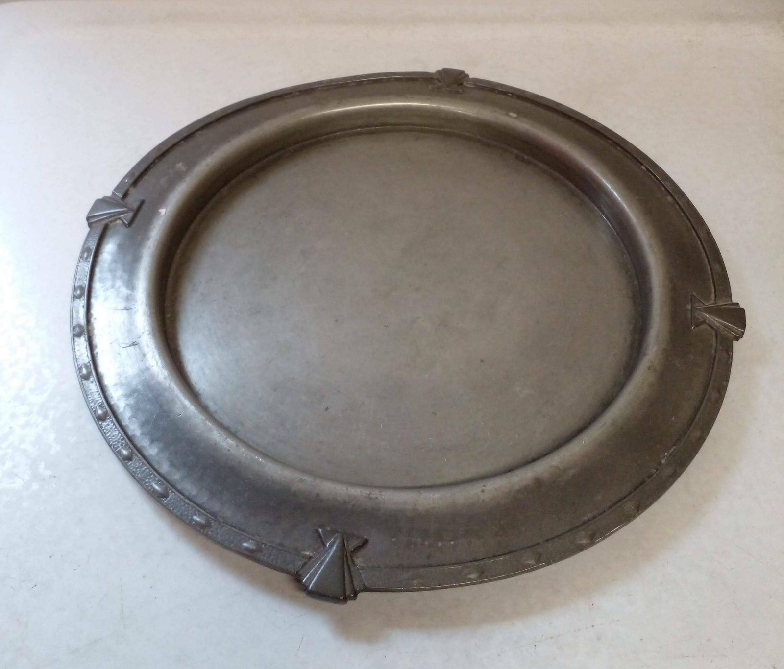 Lovely Vintage Wooden Bread / Cheese Board On Pewter Plate photo 110.0