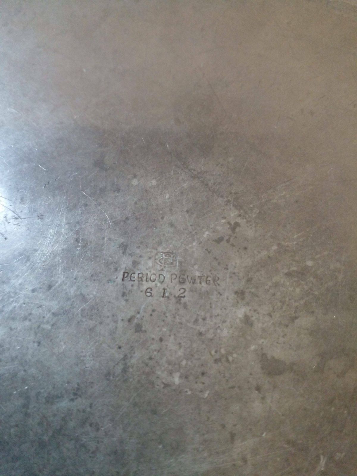 photo for sale Lovely Vintage Wooden Bread / Cheese Board On Pewter Plate