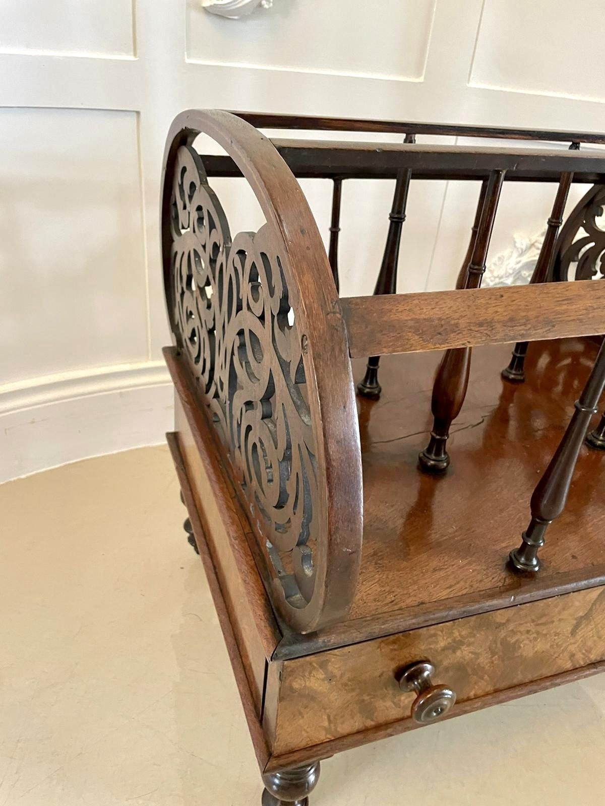 Large Antique  Freestanding Burr Walnut Canterbury photo Home Decor