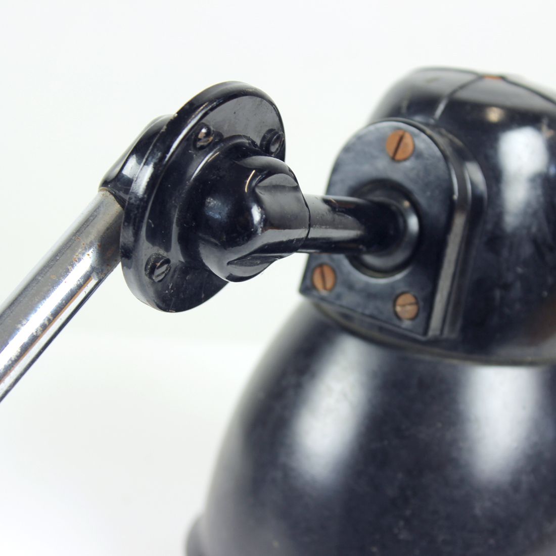 Set Of 2 Industrial Wall Lamps In Black Bakelite & Chrome, Czechoslovakia 1950s photo vinterior