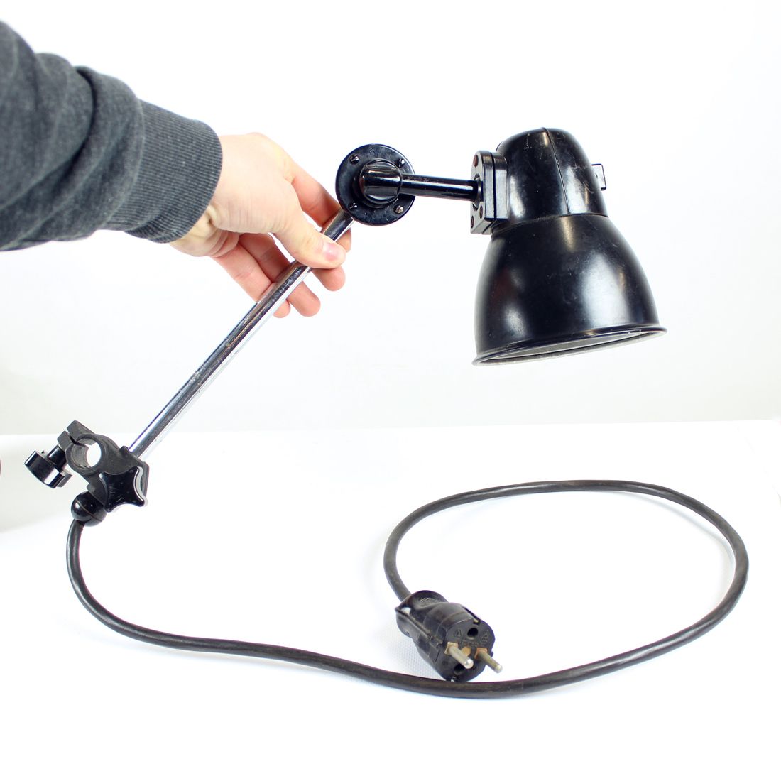photo furniture Set Of 2 Industrial Wall Lamps In Black Bakelite & Chrome, Czechoslovakia 1950s
