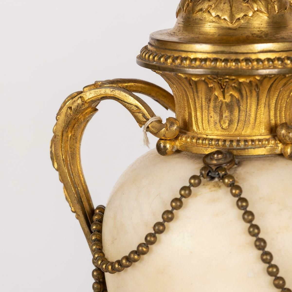 19th Century French Napoleon III Ormolu & White Marble Urns, C.1850 photo buy