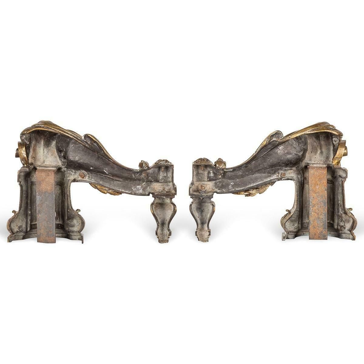 18th Century French Pair Of Ormolu Bronze Fireplace Chenets, C.1750 photo furniture