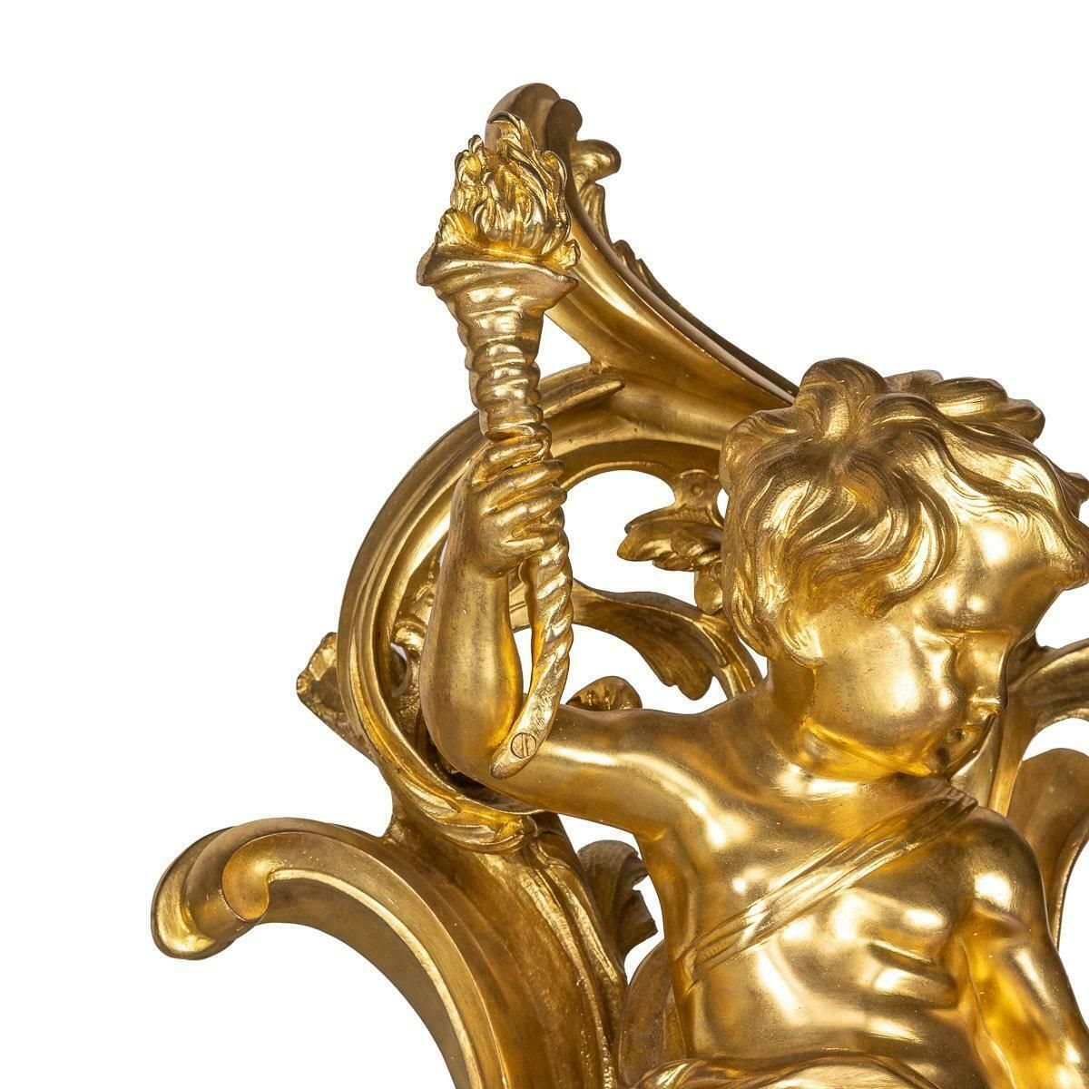 photo furniture 19th Century French Pair Of Ormolu Bronze Fireplace Chenets, C.1850