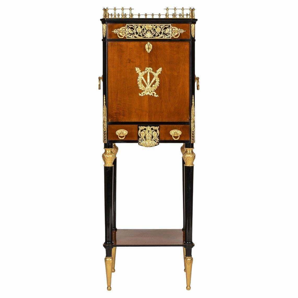 20th Century French Louis XVI Style Ormolu Cutlery Cabinet, C.1900