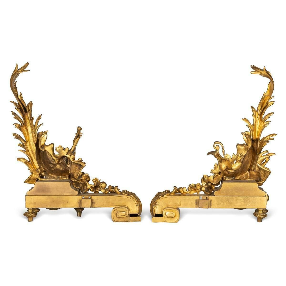 19th Century French Pair Of Ormolu Bronze Fireplace Chenets, C.1840 photo furniture