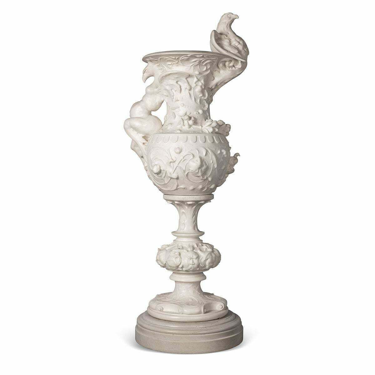 19th Century Italian Marble Vase Decorated With An Eagle, C.1890 photo for sale