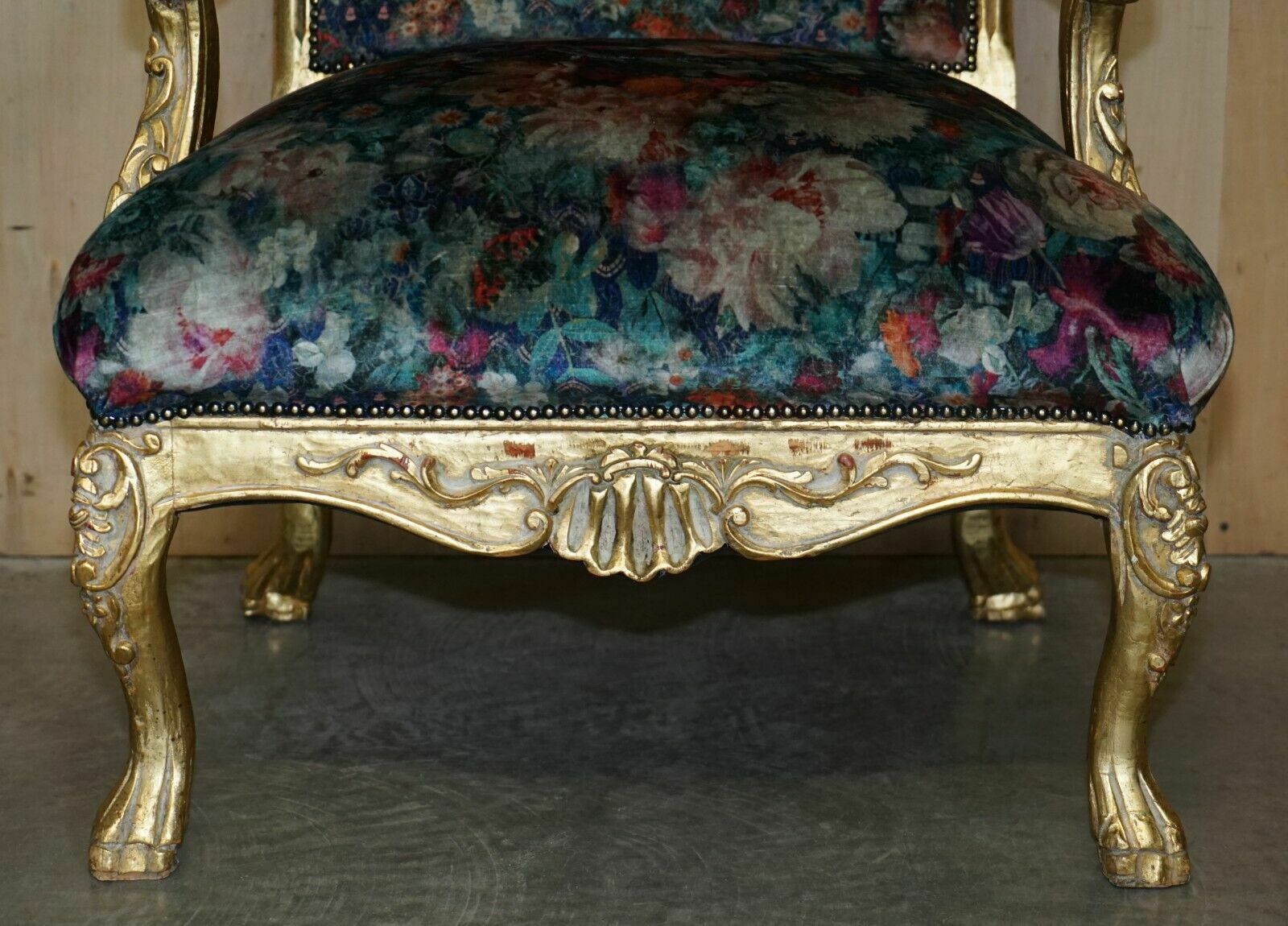 photo furniture Pair Of Antique Original Giltwood Framed French Louis XV Fauteuils Armchairs
