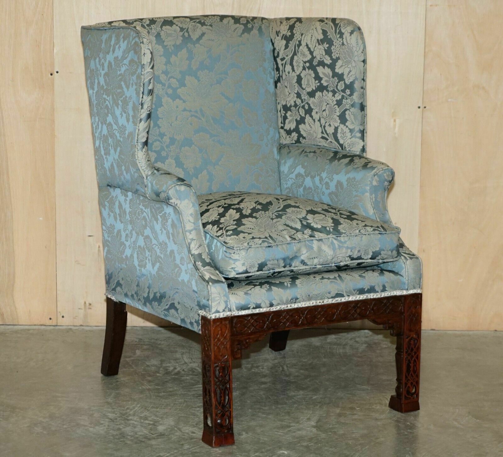 Important Antique Circa 1820 Thomas Chippendale Hand Carved Wingback Armchair photo furniture