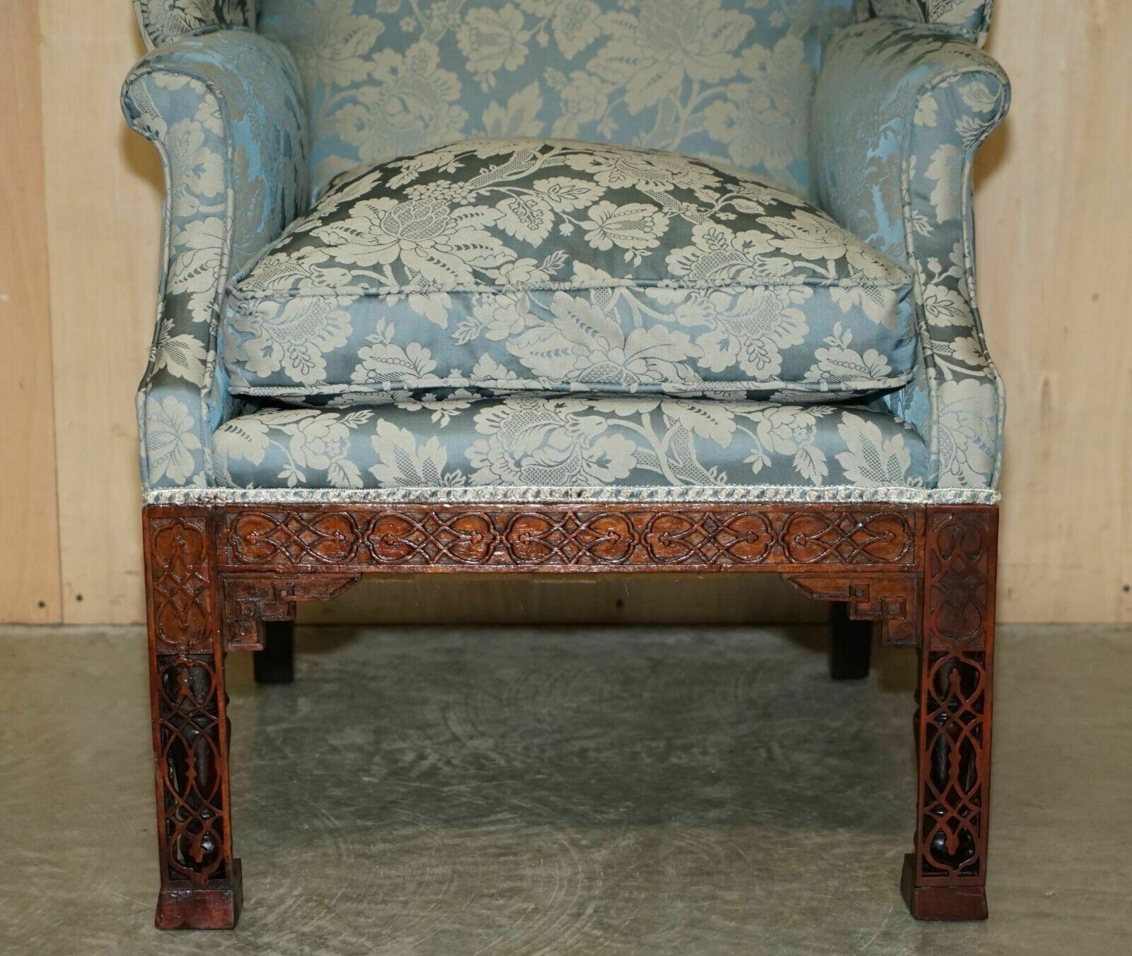 Important Antique Circa 1820 Thomas Chippendale Hand Carved Wingback Armchair photo 8750.0