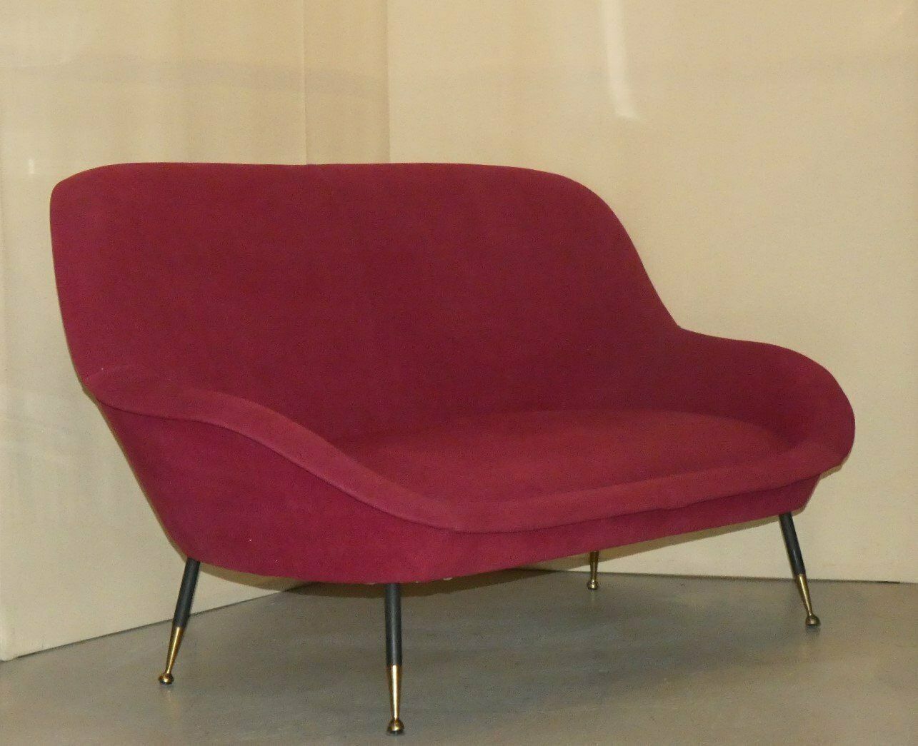 Italian 3 Seater Wool Sofa, 1950s